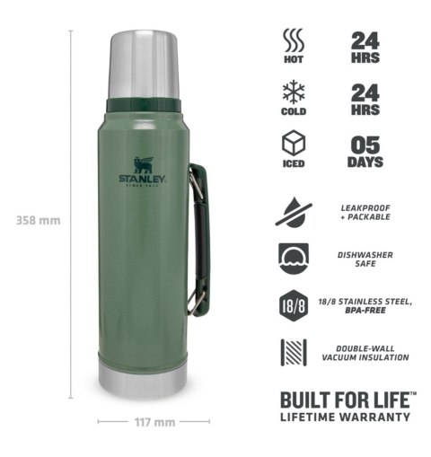 STANLEY Stanley termos LEGENDARY CLASSIC - HAMMERTONE GREEN 1L STANLEY Stanley termos LEGENDARY CLASSIC - HAMMERTONE GREEN 1L
