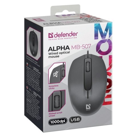 Defender DEFENDER MYSZ ALPHA MB-507 SILENT CZARNA 1000dpi 3P Defender DEFENDER MYSZ ALPHA MB-507 SILENT CZARNA 1000dpi 3P