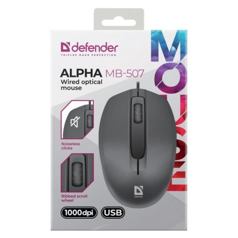 Defender DEFENDER MYSZ ALPHA MB-507 SILENT CZARNA 1000dpi 3P Defender DEFENDER MYSZ ALPHA MB-507 SILENT CZARNA 1000dpi 3P