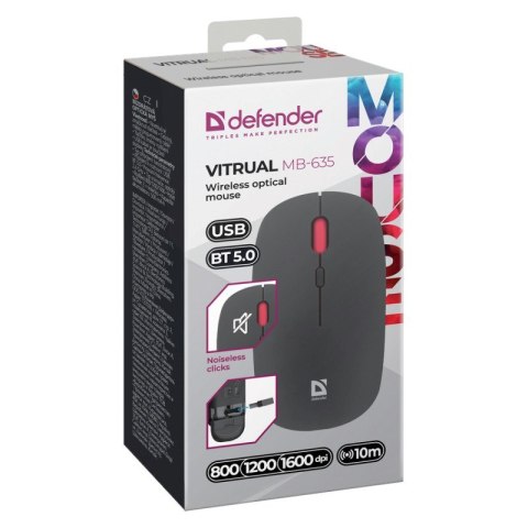 Defender DEFENDER MYSZ VITRUAL MB-635 RF+BT SILENT 1600dpi 4P Defender DEFENDER MYSZ VITRUAL MB-635 RF+BT SILENT 1600dpi 4P