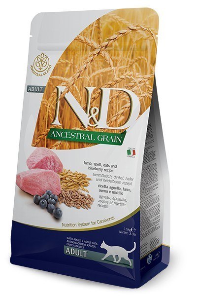 Farmina FARMINA N&D Ancestral Grain Lamb & Blueberry Adult - sucha karma dla kota - 1,5kg Farmina FARMINA N&D Ancestral Grain Lamb & Blueberry Adult - sucha karma dla kota - 1,5kg