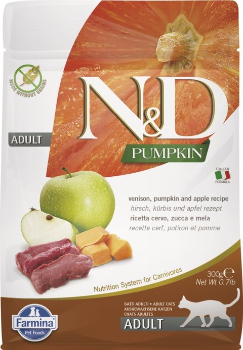 Farmina FARMINA N&D Pumpkin Cat Venison and Apple Adult - sucha karma dla kota - 300 g Farmina FARMINA N&D Pumpkin Cat Venison and Apple Adult - sucha karma dla kota - 300 g