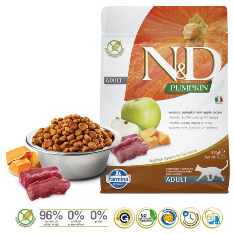 Farmina FARMINA N&D Pumpkin Cat Venison and Apple Adult - sucha karma dla kota - 300 g Farmina FARMINA N&D Pumpkin Cat Venison and Apple Adult - sucha karma dla kota - 300 g