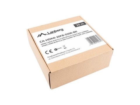 Lanberg LANBERG KABEL HDMI M/M V2.0 20M OPTYCZNY AOC CA-HDMI-20FB-0200-BK