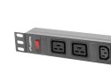 Lanberg LANBERG LISTWA ZASILAJĄCA RACK 19" PDU PDU-02I1908I-0200-C20-BK (1U, 16A, 2X C19, 8X IEC C13, 2M, WTYK C20)