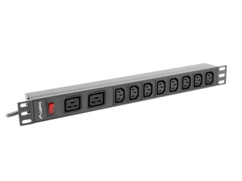 Lanberg LANBERG LISTWA ZASILAJĄCA RACK 19" PDU PDU-02I1908I-0200-C20-BK (1U, 16A, 2X C19, 8X IEC C13, 2M, WTYK C20)