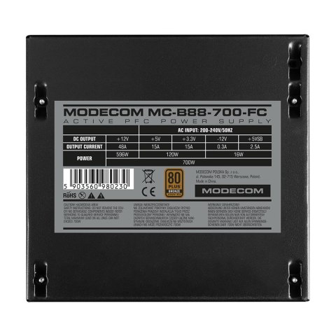 MODECOM MODECOM ZASILACZ MC-B88-700FC 80+ BRONZE 230V BULK MODECOM MODECOM ZASILACZ MC-B88-700FC 80+ BRONZE 230V BULK