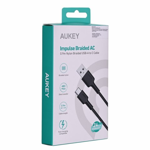 AUKEY AUKEY CB-CD30 KABEL USB-C QC PD 0.9M 3A NYLON AUKEY AUKEY CB-CD30 KABEL USB-C QC PD 0.9M 3A NYLON