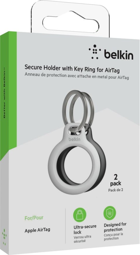 Belkin BELKIN ETUI AIRTAG Z KÓŁKIEM 2 SZT CZARNE/BIAŁE Belkin BELKIN ETUI AIRTAG Z KÓŁKIEM 2 SZT CZARNE/BIAŁE