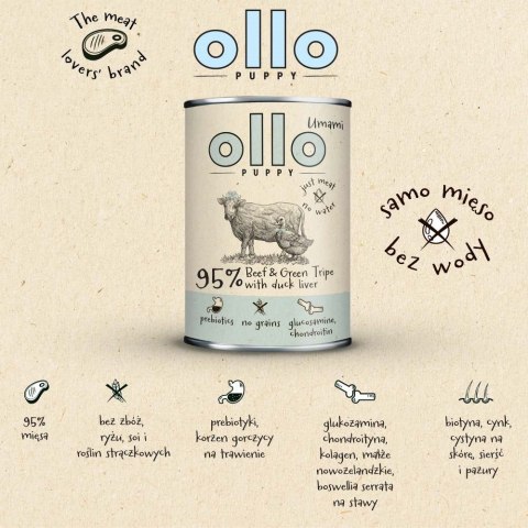 OLLO Ollo Puppy Umami Woł. żwacze z Kaczą Wątrobą 850g OLLO Ollo Puppy Umami Woł. żwacze z Kaczą Wątrobą 850g