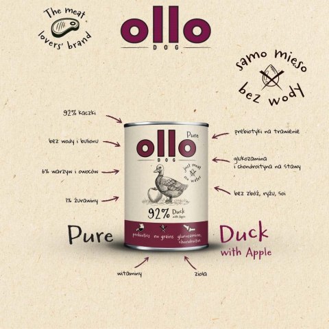 OLLO Ollo Pure Kaczka z Jabłkiem 400g OLLO Ollo Pure Kaczka z Jabłkiem 400g