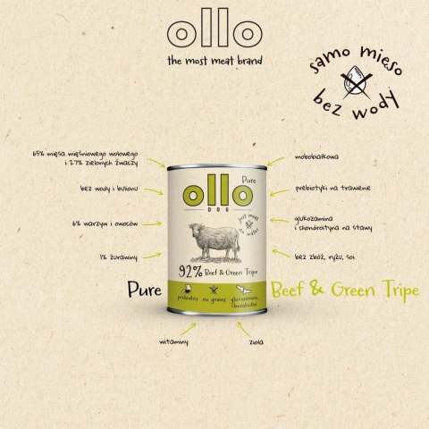 OLLO Ollo Pure Wołowina zielone Żwacze 850g OLLO Ollo Pure Wołowina zielone Żwacze 850g