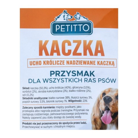 PETITTO PETITTO Ucho królicze nadziewane kaczką 500G PETITTO PETITTO Ucho królicze nadziewane kaczką 500G