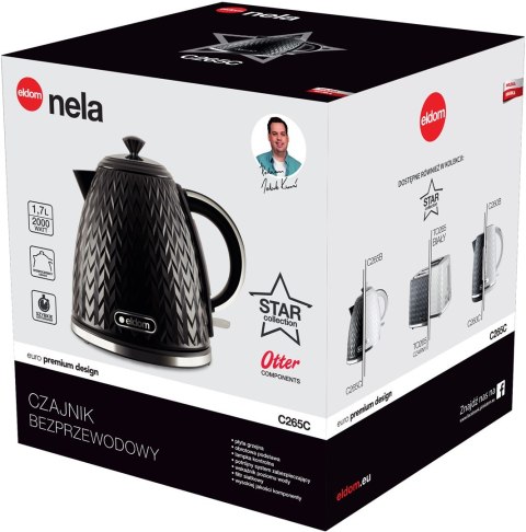 ELDOM CZAJNIK NELA,POJ.1,7 L,MOC 2000 W,CZARNY C26 ELDOM CZAJNIK NELA,POJ.1,7 L,MOC 2000 W,CZARNY C26