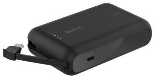 Belkin BELKIN POWERBANK 10 000 MAH, 20W, WBUDOWANY KABEL USB-C, BLACK