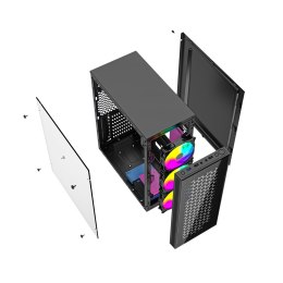 GEMBIRD GEMBIRD OBUDOWA FORNAX 500 MIDI-TOWER (2X USB 3.1, 1X USB 2.0, HD AUDIO, SZKLANY PANEL BOCZNY, PODŚWIETLENIE ARGB) CZARNA