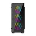 GEMBIRD GEMBIRD OBUDOWA FORNAX 500 MIDI-TOWER (2X USB 3.1, 1X USB 2.0, HD AUDIO, SZKLANY PANEL BOCZNY, PODŚWIETLENIE ARGB) CZARNA