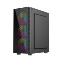 GEMBIRD GEMBIRD OBUDOWA FORNAX 500 MIDI-TOWER (2X USB 3.1, 1X USB 2.0, HD AUDIO, SZKLANY PANEL BOCZNY, PODŚWIETLENIE ARGB) CZARNA
