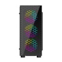 GEMBIRD GEMBIRD OBUDOWA FORNAX 500 MIDI-TOWER (2X USB 3.1, 1X USB 2.0, HD AUDIO, SZKLANY PANEL BOCZNY, PODŚWIETLENIE ARGB) CZARNA