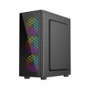 GEMBIRD GEMBIRD OBUDOWA FORNAX 500 MIDI-TOWER (2X USB 3.1, 1X USB 2.0, HD AUDIO, SZKLANY PANEL BOCZNY, PODŚWIETLENIE ARGB) CZARNA