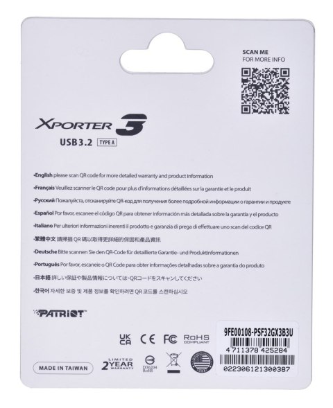Patriot Memory PARTIOT FLASHDRIVE Xporter 3 32GB Type A USB3.2 Patriot Memory PARTIOT FLASHDRIVE Xporter 3 32GB Type A USB3.2