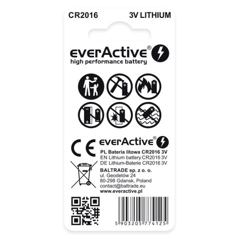 EverActive EVERACTIVE BATERIE LITOWE MINI CR2016 BLISTER 2 SZT. CR20162BL EverActive EVERACTIVE BATERIE LITOWE MINI CR2016 BLISTER 2 SZT. CR20162BL