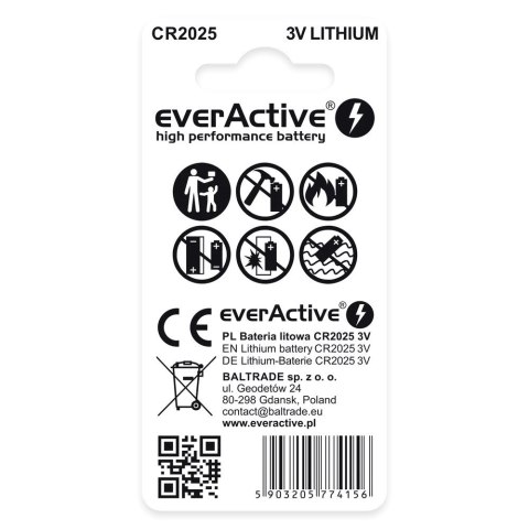 EverActive EVERACTIVE BATERIE LITOWE MINI CR2025 BLISTER 2SZT. CR20252BL EverActive EVERACTIVE BATERIE LITOWE MINI CR2025 BLISTER 2SZT. CR20252BL
