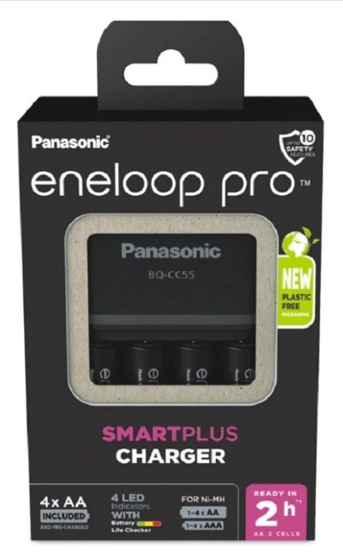 Panasonic ŁADOWARKA PANASONIC SMARTPLUS + 4x AA ENELOOP PRO 2500 mAh Panasonic ŁADOWARKA PANASONIC SMARTPLUS + 4x AA ENELOOP PRO 2500 mAh