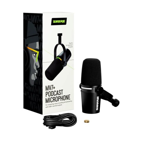 SHURE Shure MV7+-K - Mikrofon lektorski/wokalny ze złączem XLR/USB-C Czarny SHURE Shure MV7+-K - Mikrofon lektorski/wokalny ze złączem XLR/USB-C Czarny