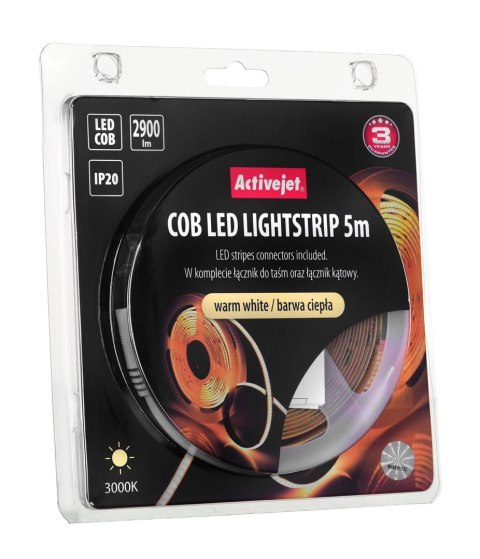 Activejet Taśma LED COB 5m barwa ciepła IP20 Activejet Taśma LED COB 5m barwa ciepła IP20