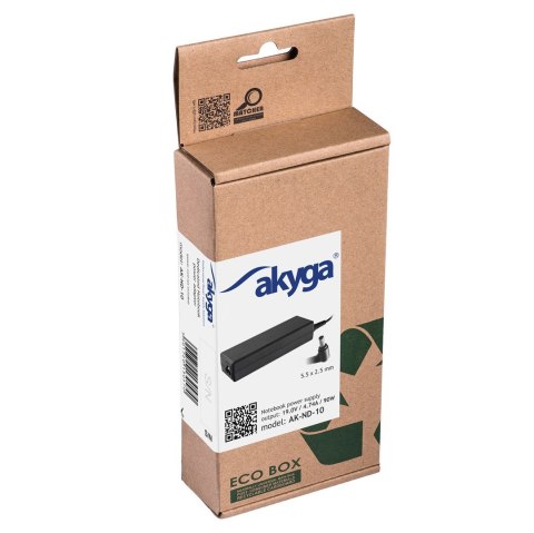 Akyga Zasilacz sieciowy Akyga AK-ND-10 do notebooka Acer, Asus, DELL, Lenovo, Toshiba (19 V; 4,74 A; 90W; 5.5 mm x 2.5 mm)