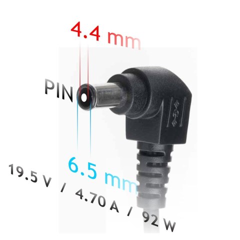 Akyga Zasilacz sieciowy Akyga AK-ND-20 do notebooka Sony (19,5 V; 4,7 A; 92W; 6.5 mm x 4.4 mm)