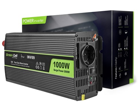 Green Cell GREEN CELL PRZETWORNICA INV09 12V-230V 1000W/2000W CZYSTA SINUSOIDA