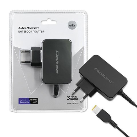 Qoltec QOLTEC ZASILACZ DO LENOVO 45W | 20V | 2.25A | SLIM TIP+PIN