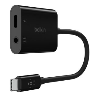 Belkin BELKIN ADAPTER USB-C - MINIJACK, USB-C 60W M/F, CZARNY