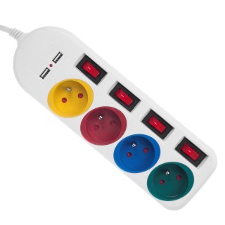Maclean MACLEAN LISTWA ZASILAJĄCA 4 GNIAZDA 2XUSB MCE229W
