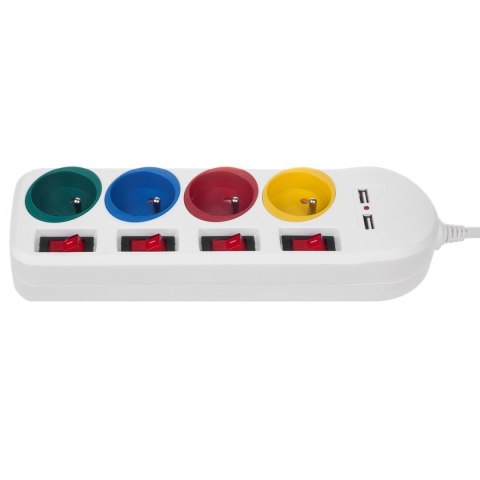 Maclean MACLEAN LISTWA ZASILAJĄCA 4 GNIAZDA 2XUSB MCE229W Maclean MACLEAN LISTWA ZASILAJĄCA 4 GNIAZDA 2XUSB MCE229W