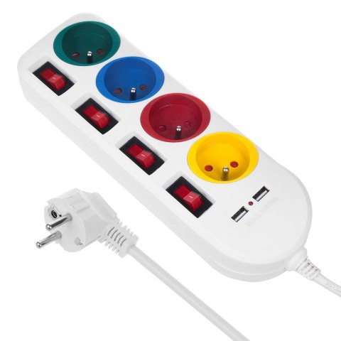 Maclean MACLEAN LISTWA ZASILAJĄCA 4 GNIAZDA 2XUSB MCE229W Maclean MACLEAN LISTWA ZASILAJĄCA 4 GNIAZDA 2XUSB MCE229W