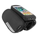 Wozinsky Wozinsky torba rowerowa na ramę + odczepiany pokrowiec na telefon do 6,5" 1,5l czarna (WBB7BK)