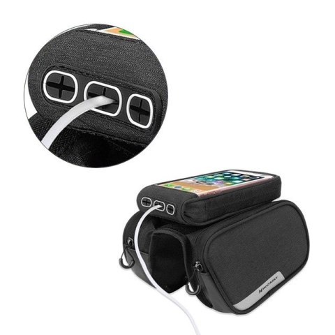 Wozinsky Wozinsky torba rowerowa na ramę + odczepiany pokrowiec na telefon do 6,5" 1,5l czarna (WBB7BK) Wozinsky Wozinsky torba rowerowa na ramę + odczepiany pokrowiec na telefon do 6,5" 1,5l czarna (WBB7BK)
