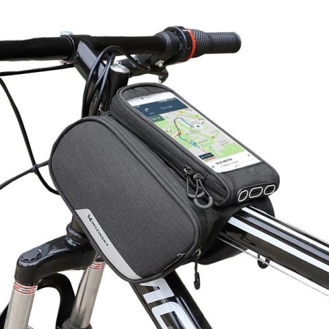 Wozinsky Wozinsky torba rowerowa na ramę + odczepiany pokrowiec na telefon do 6,5" 1,5l czarna (WBB7BK) Wozinsky Wozinsky torba rowerowa na ramę + odczepiany pokrowiec na telefon do 6,5" 1,5l czarna (WBB7BK)