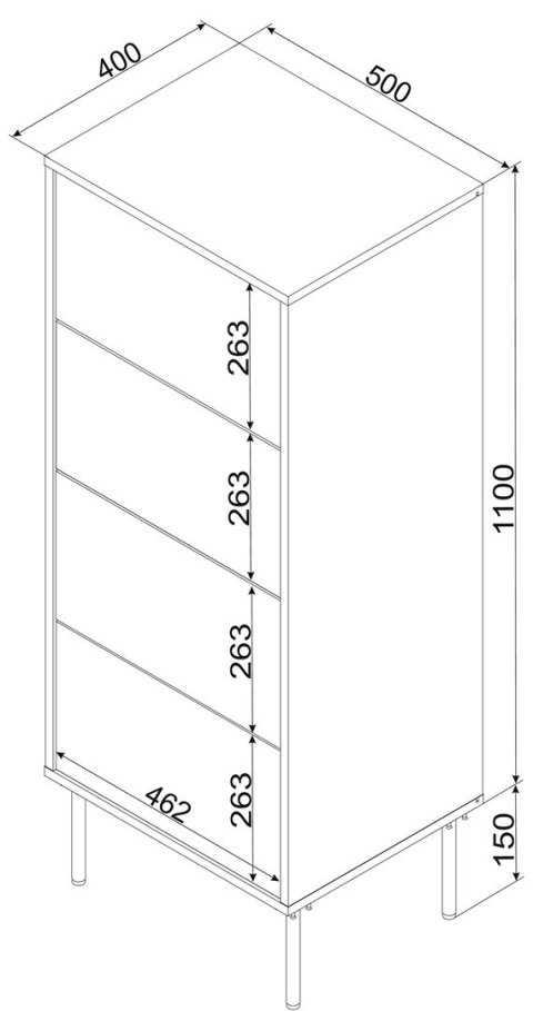 Cama MEBLE Komoda 4S TRESSE 50x40x125 zieleń mat Cama MEBLE Komoda 4S TRESSE 50x40x125 zieleń mat