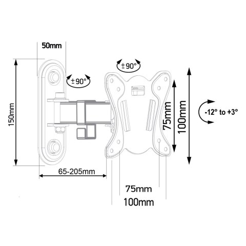Maclean MACLEAN UCHWYT DO TELEWIZORA LUB MONITORA MAX. VESA 100X100, 13-32", 30KG, CZARNY MC-416 Maclean MACLEAN UCHWYT DO TELEWIZORA LUB MONITORA MAX. VESA 100X100, 13-32", 30KG, CZARNY MC-416