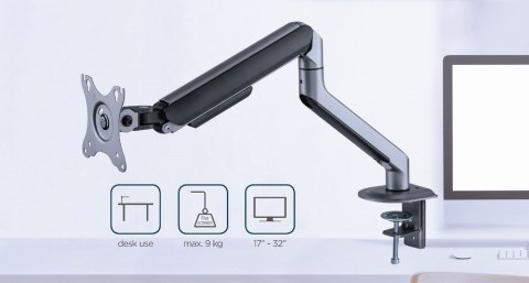 GEMBIRD GEMBIRD BIURKOWE REGULOWANE RAMIĘ/UCHWYT NA MONITOR 17-32, VESA 100X100MM, DO 9 KG, KOLOR SZARY GEMBIRD GEMBIRD BIURKOWE REGULOWANE RAMIĘ/UCHWYT NA MONITOR 17-32, VESA 100X100MM, DO 9 KG, KOLOR SZARY