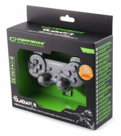 Esperanza Gamepad bezprzewodowy Esperanza EGG108K (PC, PS3; kolor czarny) Esperanza Gamepad bezprzewodowy Esperanza EGG108K (PC, PS3; kolor czarny)