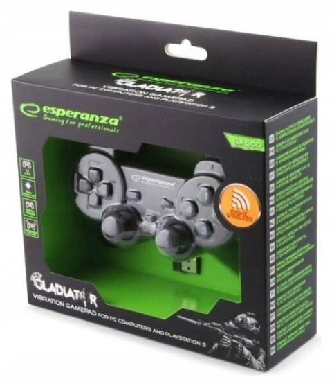 Esperanza Gamepad bezprzewodowy Esperanza EGG108K (PC, PS3; kolor czarny) Esperanza Gamepad bezprzewodowy Esperanza EGG108K (PC, PS3; kolor czarny)