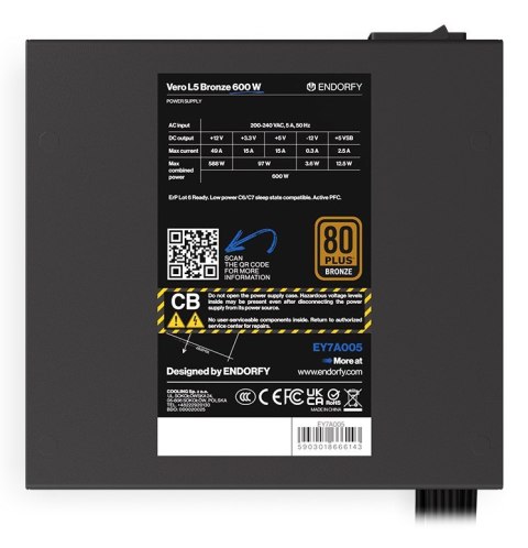 ENDORFY Zasilacz ENDORFY Vero L5 600W 80 Plus Bronze (WYPRZEDAŻ) ENDORFY Zasilacz ENDORFY Vero L5 600W 80 Plus Bronze (WYPRZEDAŻ)