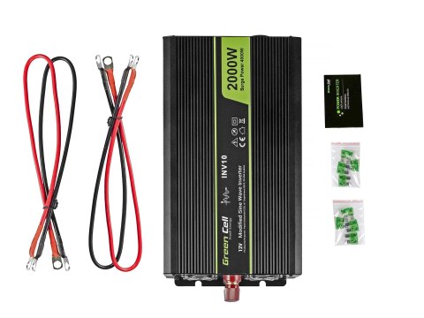 Green Cell GREEN CELL PRZETWORNICA INV10 12V-230V 2000W/4000W MODYFIKOWANA SINUSOIDA Green Cell GREEN CELL PRZETWORNICA INV10 12V-230V 2000W/4000W MODYFIKOWANA SINUSOIDA