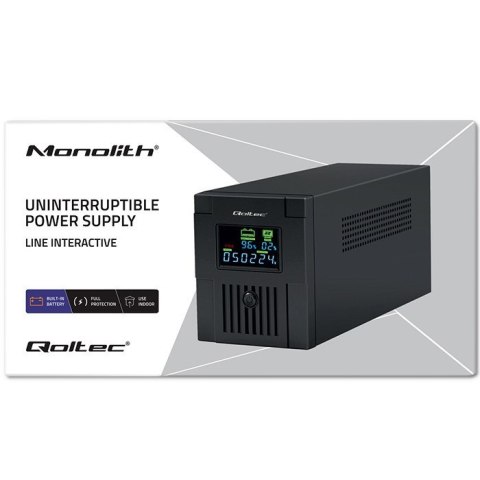 Qoltec QOLTEC ZASILACZ AWARYJNY UPS LINE INTERACTIVE | MONOLITH | 1500VA | 900W | LCD | USB