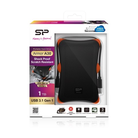 Silicon Power Dysk zewnętrzny HDD Silicon Power Armor A30 (1TB; 2.5"; USB 3.2; 5400 obr/min; Orange-Black; SP010TBPHDA30S3K) Silicon Power Dysk zewnętrzny HDD Silicon Power Armor A30 (1TB; 2.5"; USB 3.2; 5400 obr/min; Orange-Black; SP010TBPHDA30S3K)